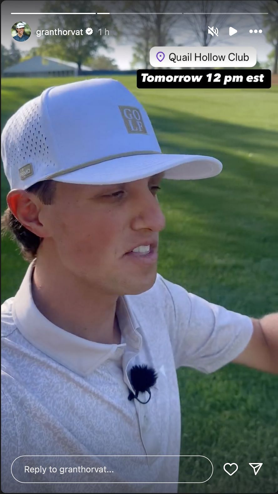 Grant Horvat films a popular golf series ahead of 2025 PGA Championship. Image via Instagram @granthorvat
